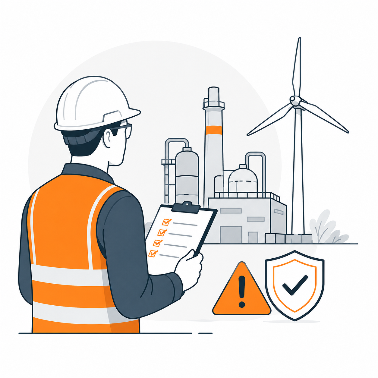 Experiencia real en PRL y seguridad industrial Profesional revisando documentación técnica en un entorno industrial para formación en PRL