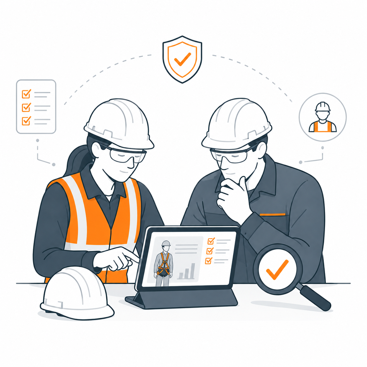 Revisión por especialistas en PRL Especialistas revisando contenidos formativos técnicos para prevención de riesgos laborales.