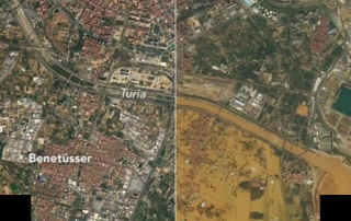 Comparativa aérea de la zona afectada por la DANA